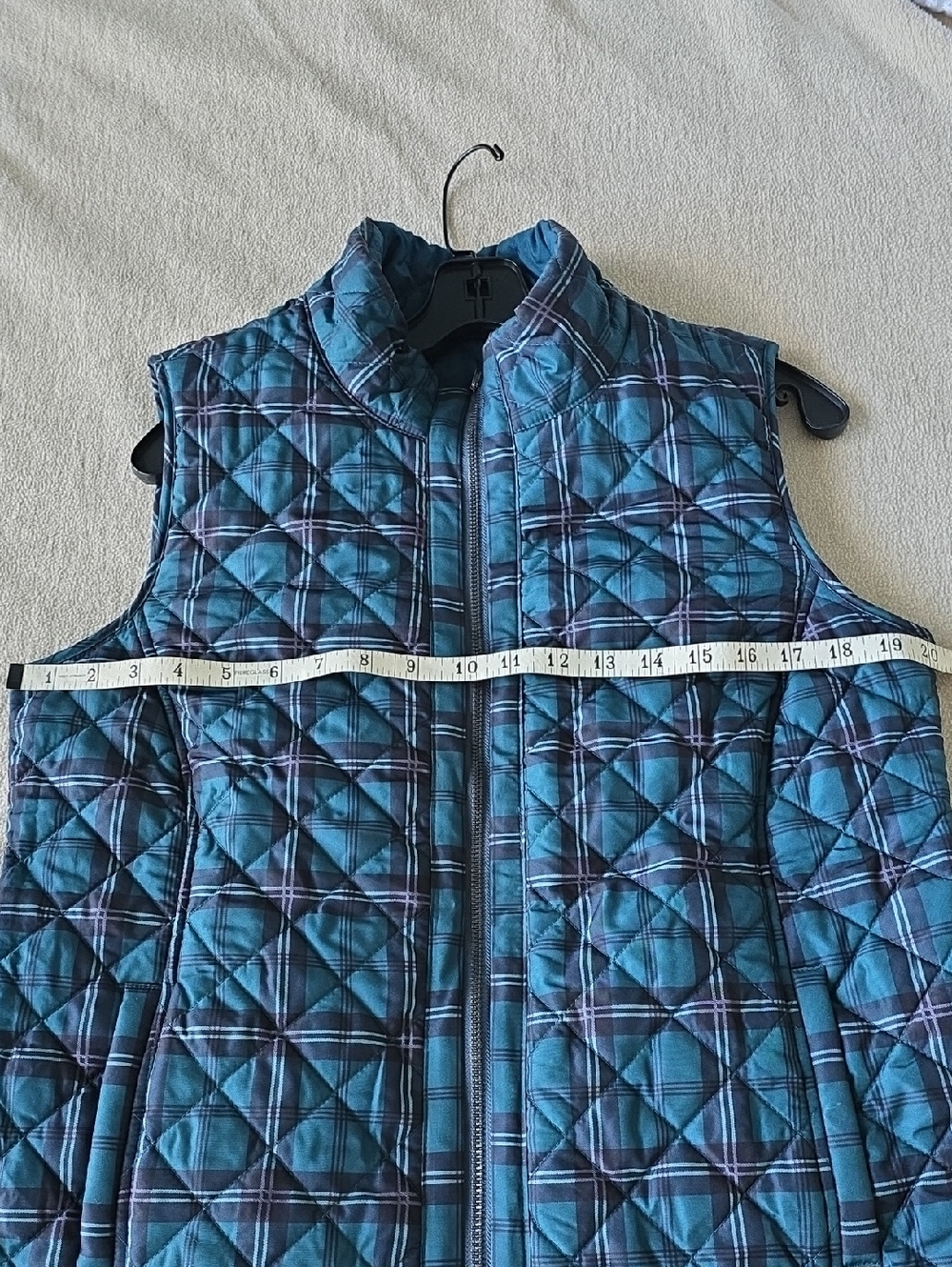Chico's Reversible Teal /Tartan Vest - M/L - Picture 5 of 5